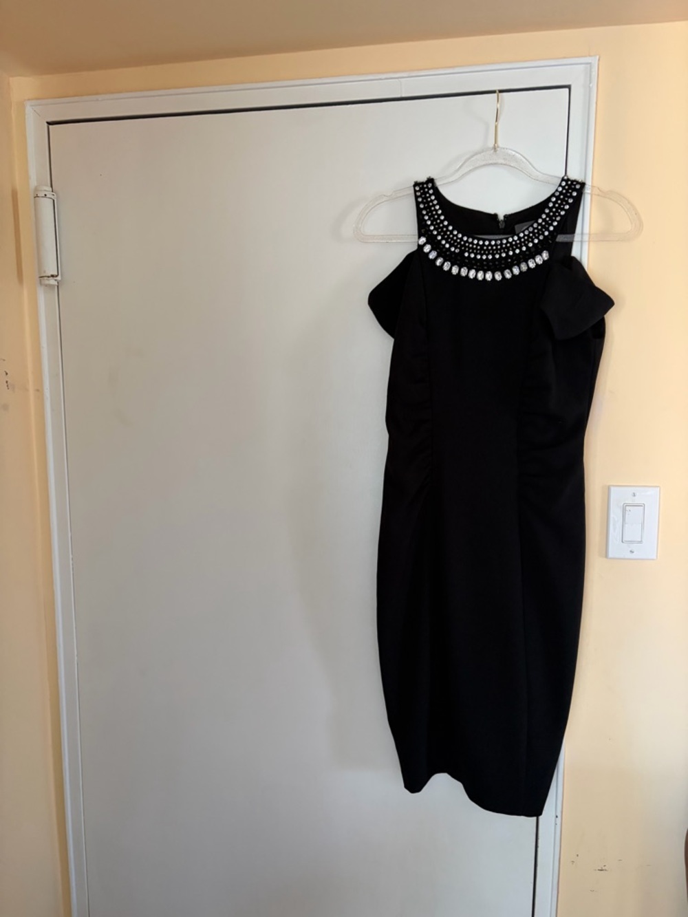 Vince Camuto Black Dress with Embellished Neckline